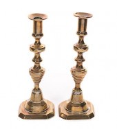 PAIR OF EARLY BRASS PUSH UP CA