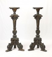 PAIR OF EARLY CARVED & PAINTED