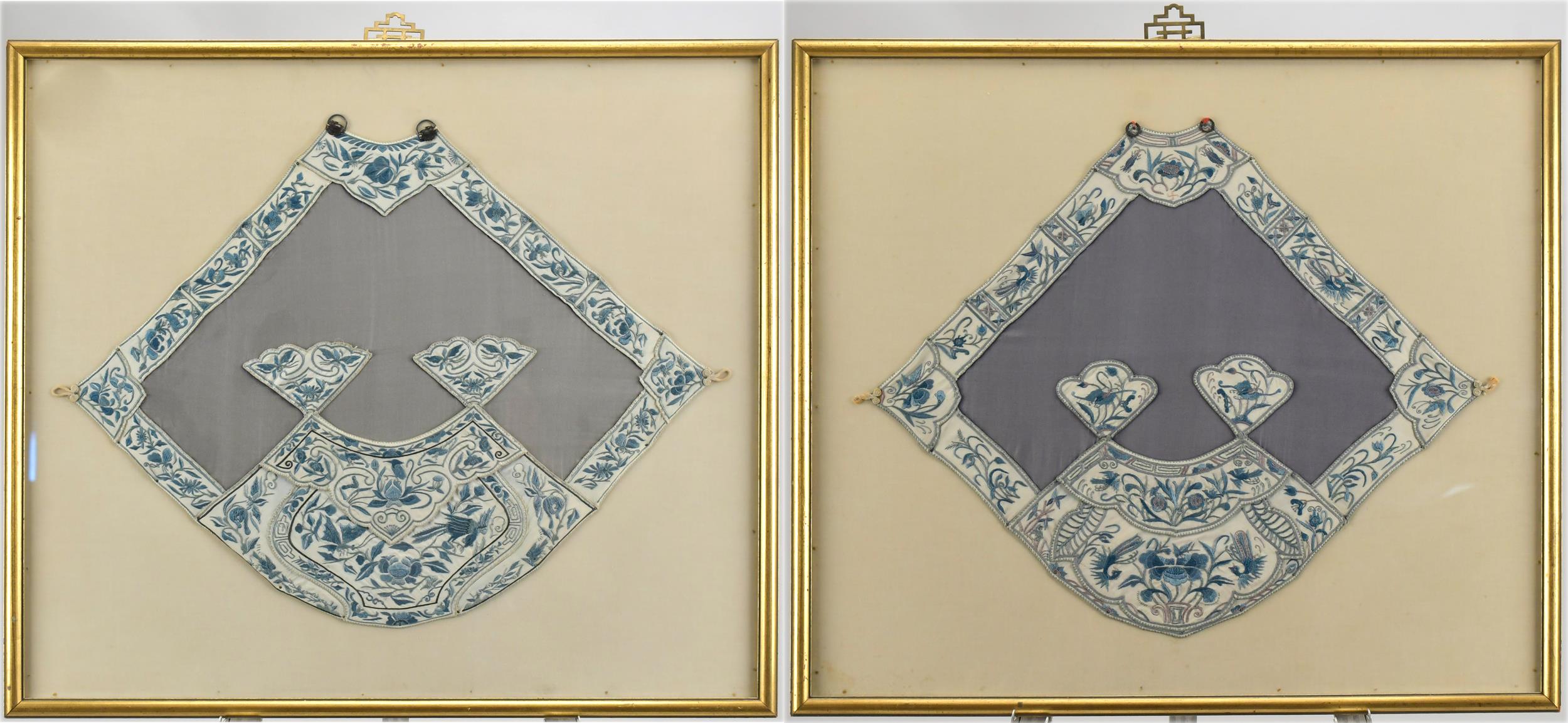 PAIR OF EARLY EMBROIDERED CHINESE
