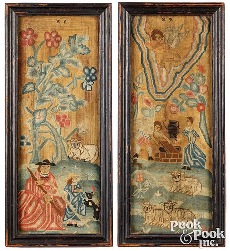 PAIR OF EARLY ENGLISH NEEDLEWORK