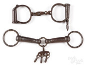 PAIR OF EARLY IRON HANDCUFFS,