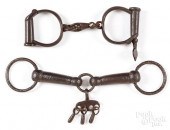 PAIR OF EARLY IRON HANDCUFFS,