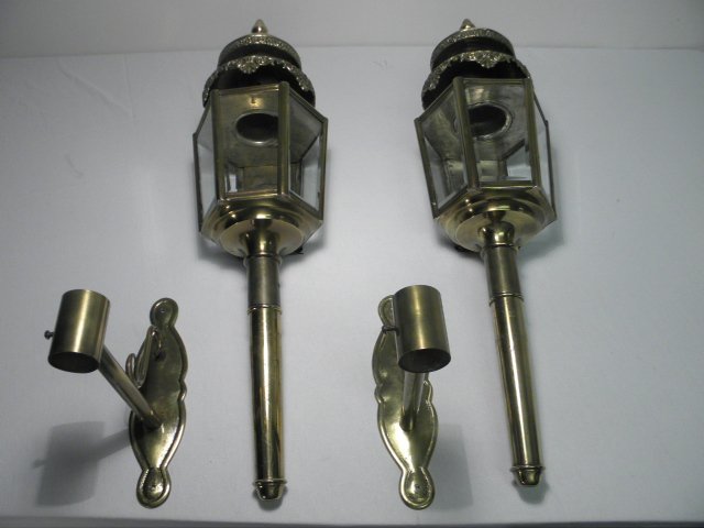 Pair of early Italian brass coach