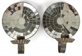 PAIR OF EARLY MIRRORED TIN WAL
