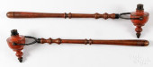 PAIR OF EARLY TURNED AND PAINT