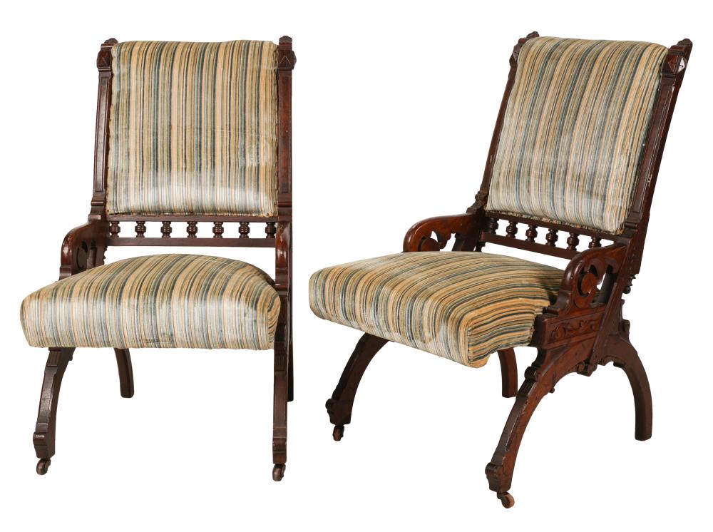 PAIR OF EASTLAKE SLIPPER CHAIRSPair