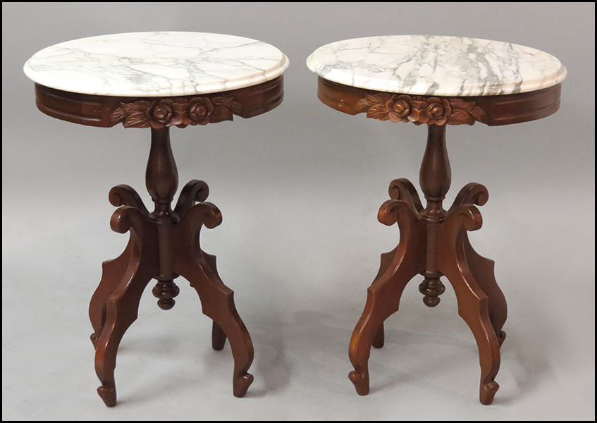 PAIR OF EASTLAKE STYLE MARBLE TOP