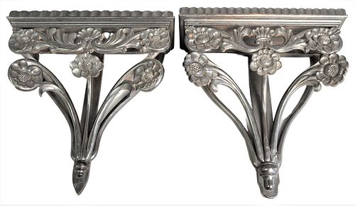 PAIR OF EBONIZED CARVED WOOD WALL