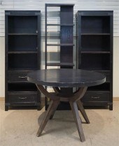 PAIR OF EBONIZED OAK TALL CABI