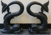 PAIR OF EBONIZED WOOD VENETIAN