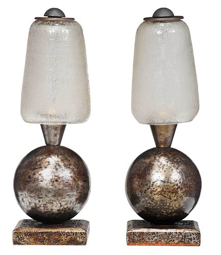 PAIR OF EDGAR BRANDT & DAUM NANCY