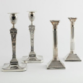 PAIR OF EDWARD VII SILVER CAND