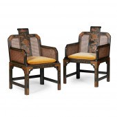 PAIR OF EDWARDIAN BLACK LACQUE