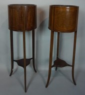 PAIR OF EDWARDIAN INLAID MAHOG