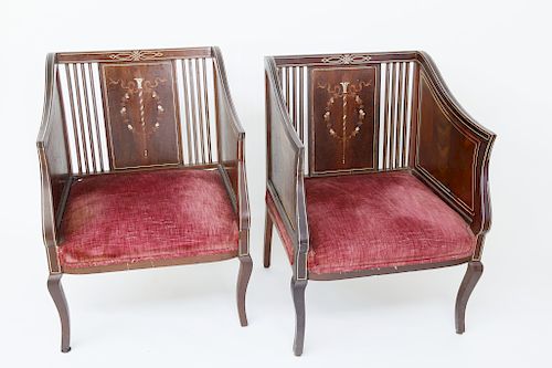 PAIR OF EDWARDIAN INLAID MAHOGANY