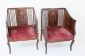 PAIR OF EDWARDIAN INLAID MAHOG