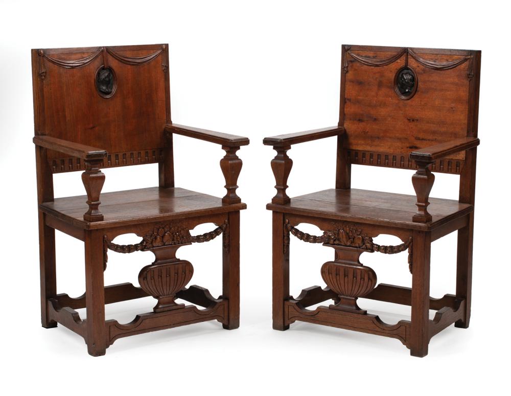 PAIR OF EDWARDIAN MAHOGANY HALL