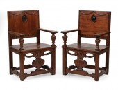 PAIR OF EDWARDIAN MAHOGANY HAL