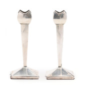 PAIR OF EDWARDIAN SILVER CANDL