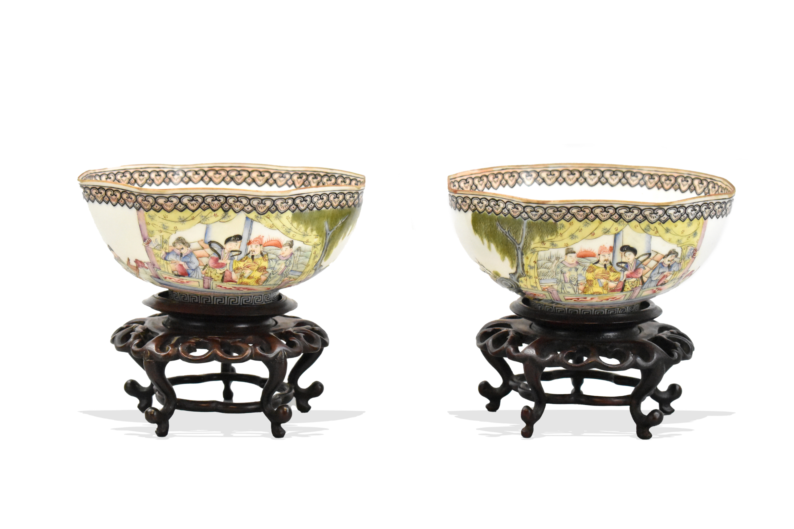 PAIR OF EGGSHELL FAMILLE ROSE