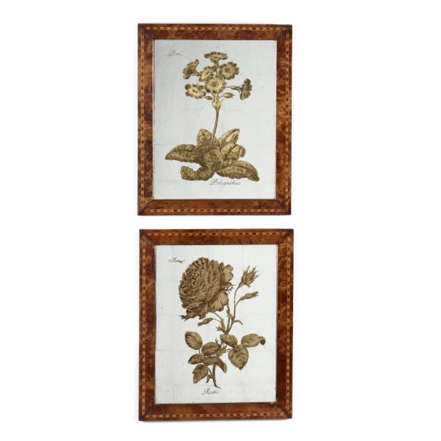 PAIR OF EGLOMISE MIRRORED PANELS IN