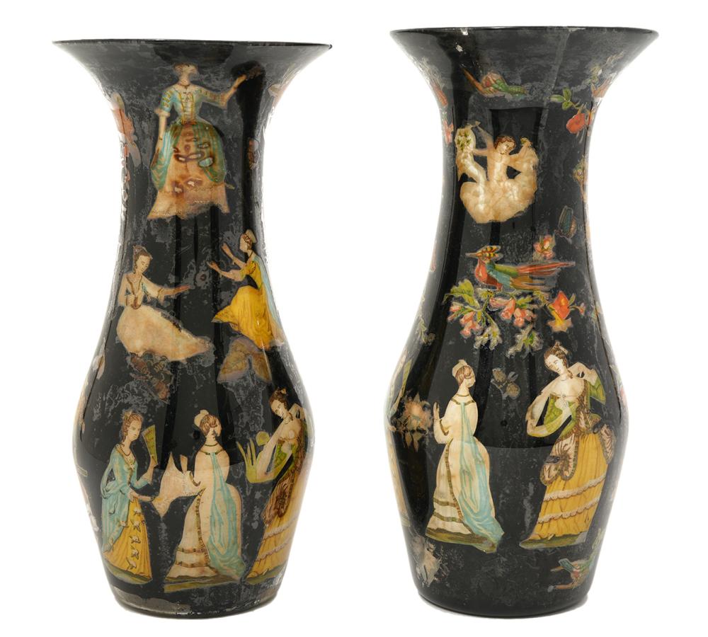 PAIR OF EGLOMISE VASESPair of