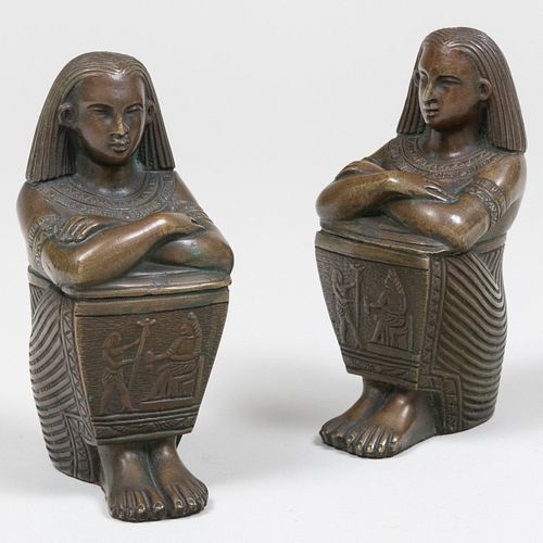 PAIR OF EGYPTIAN REVIVAL BRONZE