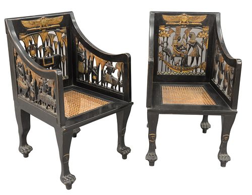 PAIR OF EGYPTIAN REVIVAL EBONIZED