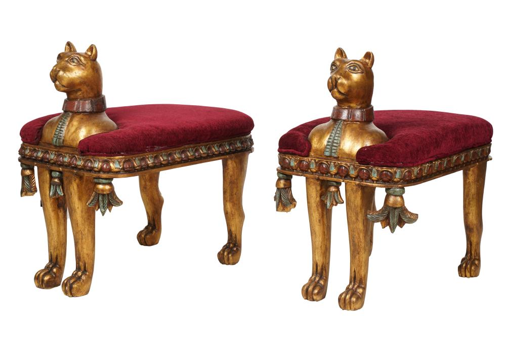 PAIR OF EGYPTIANESQUE GILT AND
