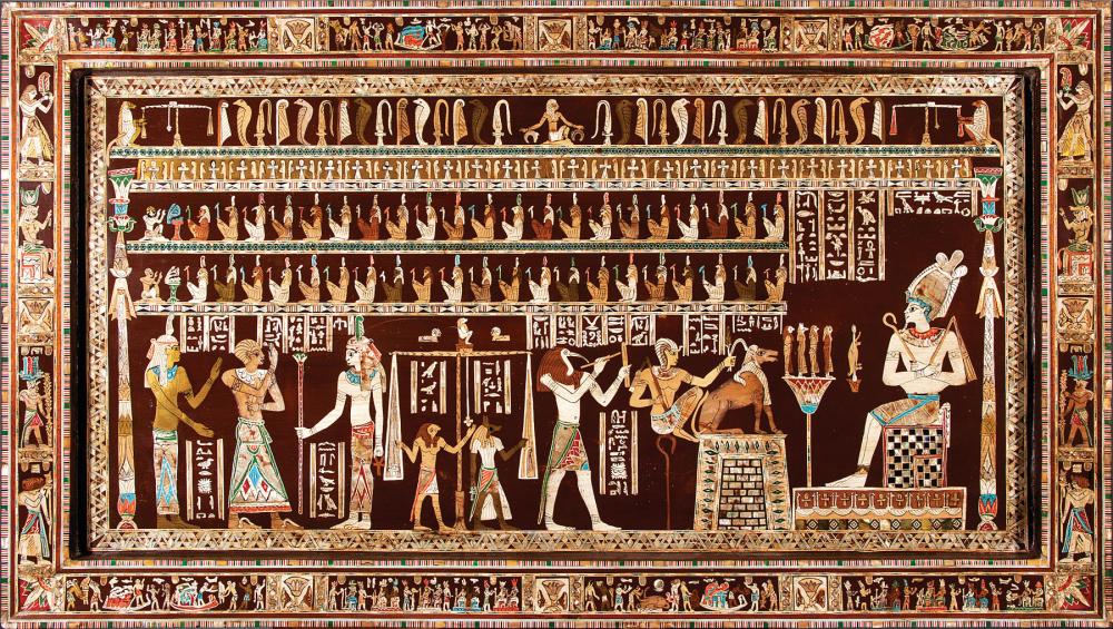 PAIR OF EGYPTIANESQUE INLAID WALL