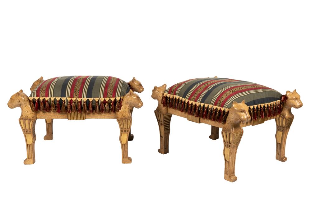 PAIR OF EGYPTIANESQUE PAINTED