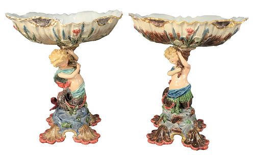 PAIR OF EICHWALD FIGURAL MAJOLICA