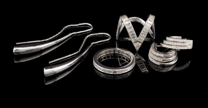 Pair of Eighteen-Karat White Gold