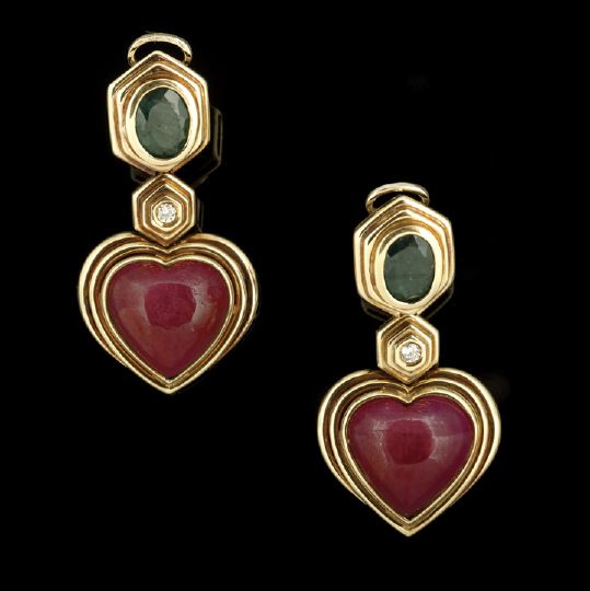 Pair of Eighteen-Karat Yellow Gold,