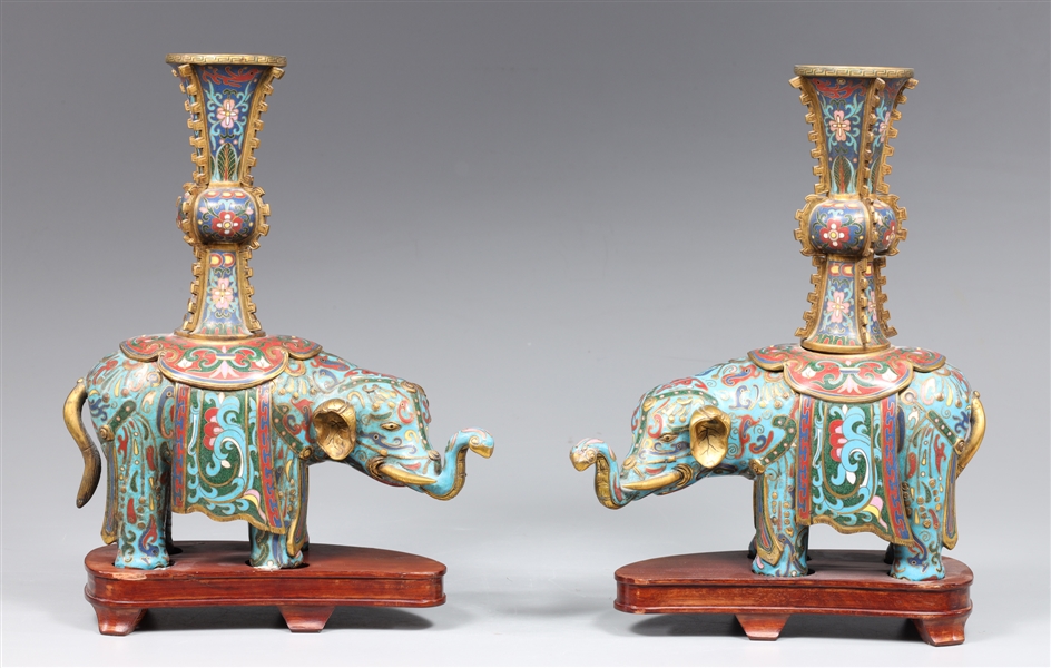 Pair of elaborate Chinese cloisonne