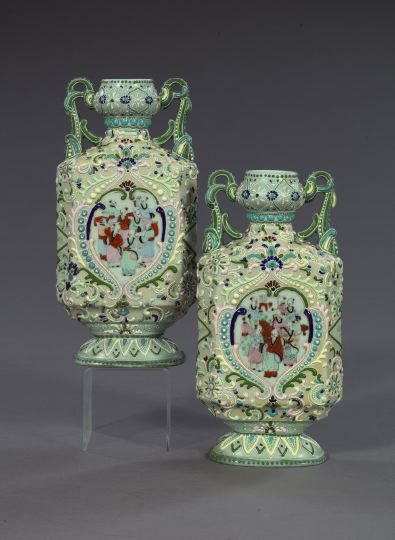 Pair of Elaborately Enameled
