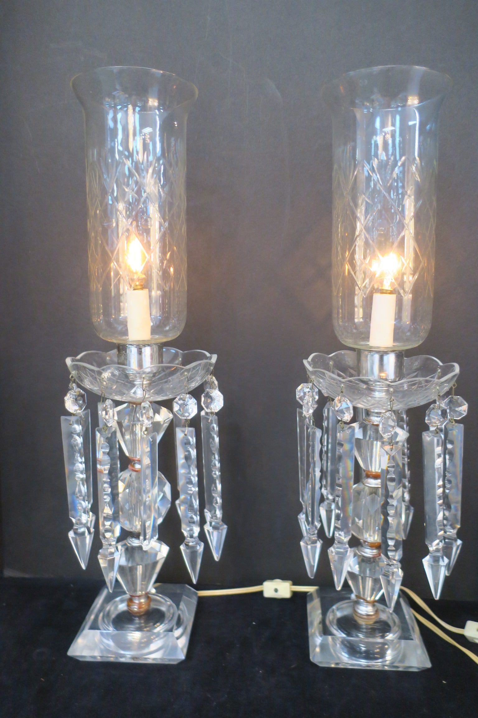 PAIR OF ELECTRIC LUSTERS WITH