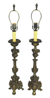 PAIR OF ELECTRIFIED BRASS ALTE