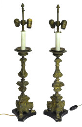 PAIR OF ELECTRIFIED BRASS ALTE
