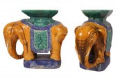 PAIR OF ELEPHANT-FORM GLAZED C