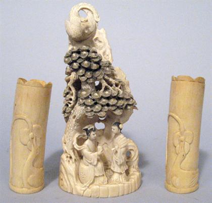 Pair of elephant Ivory brushpots