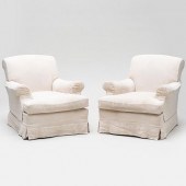 PAIR OF EMBROIDERED WHITE LINE