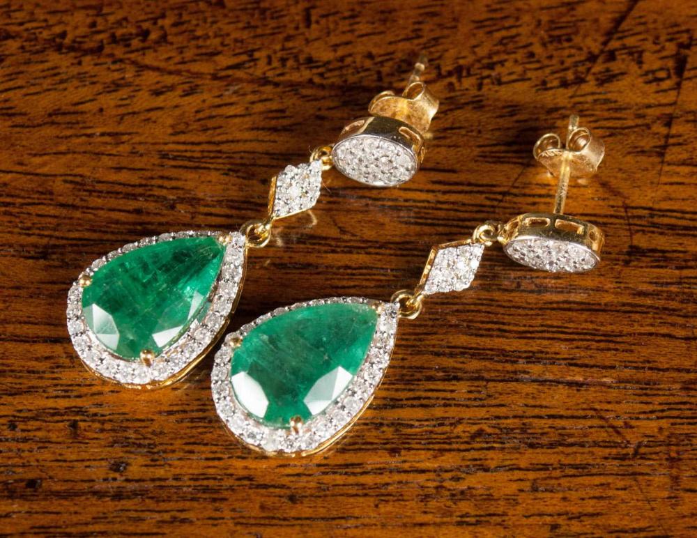 PAIR OF EMERALD AND DIAMOND