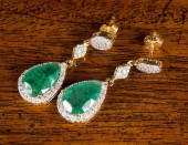PAIR OF EMERALD AND DIAMOND EA