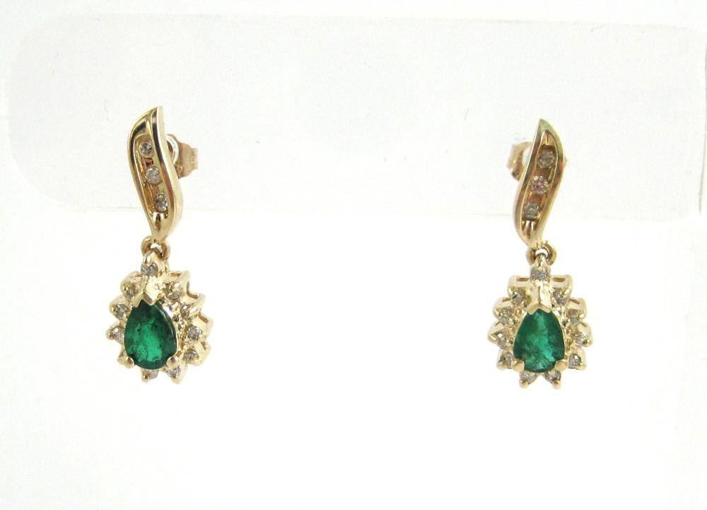 PAIR OF EMERALD AND DIAMOND