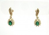 PAIR OF EMERALD AND DIAMOND DA