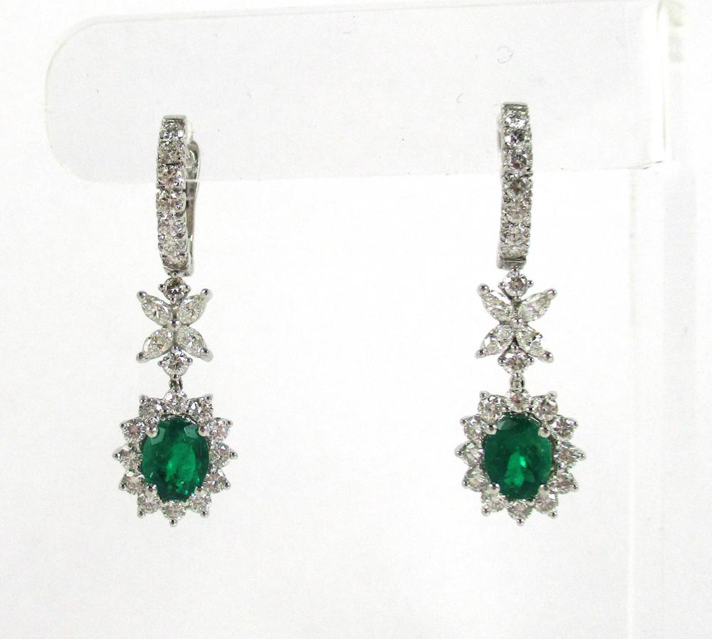 PAIR OF EMERALD AND DIAMOND