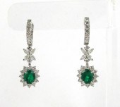 PAIR OF EMERALD AND DIAMOND DA