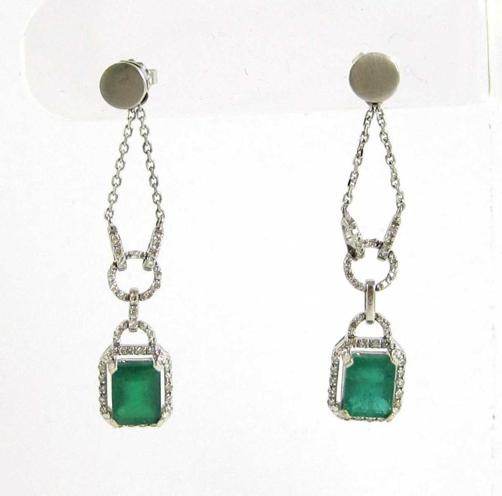 PAIR OF EMERALD AND DIAMOND