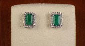 PAIR OF EMERALD AND DIAMOND ST